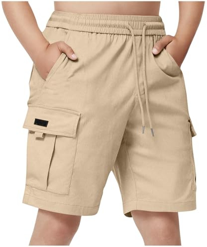 duxyoz Boys Cargo Shorts Kids Drawstring Lightweight Summer Short With Pockets Baggy Loose Casual Sweat Shorts Outdoor Joggers Sweatpants Bermuda Short Straight Leg Running Hiking Pants 12-13 Years