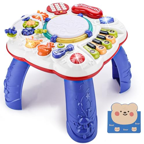 KIMIGO Baby Mesita Infantil Actividades Sensoriales,Mesa de Desarrollo para bebés con múltiples Juegos,Panel Interactivo Extraíble,Actividad Musical y Evolutiva,Regalo Juguetes Niños 1 Año