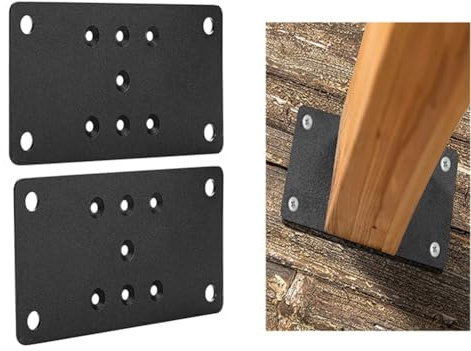 Vilgftyiet Base de poste para hormigón, placa base de columna de patio de 6.5 x 3.5 pulgadas, soporte de anclaje de poste de acero para pabellón de barandilla de cubierta, paquete de 2
