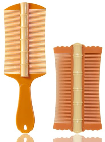 WhaleO 2 Pezzi Pettine Pidocchi e Lendini Pettine per Pidocchi Pettinino per Pidocchi Pettinino per Capelli Pettine Denti Stretti Elimina Pidocchi e Lendini, Resistente e Facile da Pulire, Arancio