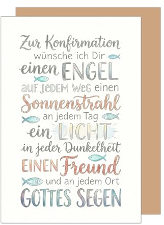 Edition Seidel Premium Glückwunschkarte zur Konfirmation mit Umschlag. Konfirmationskarte Karte Grußkarte Spruch Sprüche Mädchen Junge Jugendliche Fische Licht Sonnenstrahl Segen Wünsche (KF349 SW026)