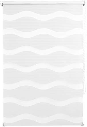 JalousieCrew Klemmfix Doppelrollo Weiss Wave - Breite 60 bis 120 cm, Länge 150 und 210 cm - Duo - Rollo ohne zu Bohren (100 x 150 cm)