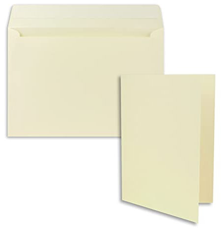 10x Faltkarten-Set DIN A5 14,8 x 21 cm in Vanille (Creme) mit Briefumschlägen DIN C5 Haftklebung - für große Einladungen und Karten zum Geburtstag oder Hochzeit