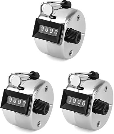 QWORK 3 Stück Handzähler Klicker, Metal Klicker Zähler 4-Stellige Mechanischer Zähler für Inventur Marketing Fitness Sport Training Schul