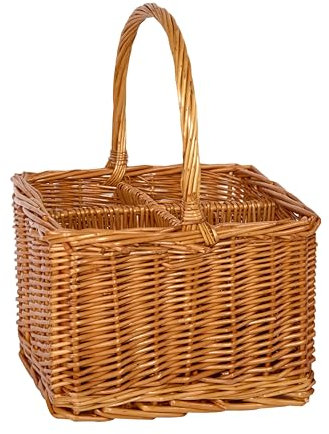 Natural Wicker Wine Holder for Picnic with 4 Grids Display Basket Gift