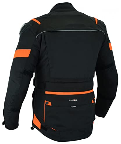LOVO Giacca tristrato 3/4 per tutte le stagioni per moto Donna in colore arancione, Colore nero con dettagli arancioni, XL