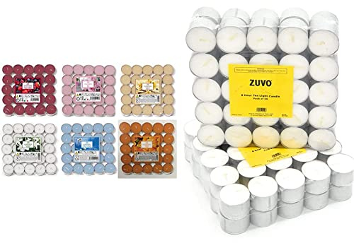 Aladino 150 Tea Lights Candles Scented Tealights- 25 x 6 Scents Mixed Pack - Cotton Flowers, Mixed Berries, Citrus, Rose, Lavender & Cinnamon & 8 Hour Tea Lights Candles (50 Pack)