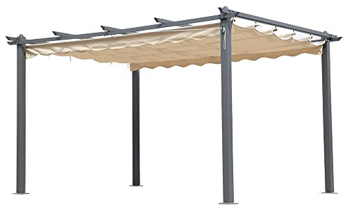 Lomadox Pavillon Dach Sonnendach mit cremefarbigen Faltdach, B/H/T: ca. 295/225/395 cm