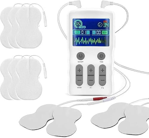 Auxoliev Tens Schmerztherapie wiederaufladbare Dual-Kanal 25 Modus 50 Stärke 10 Elektrode Pads Schmerzlinderung beschleunigen Muskel Erholung Elektrische Puls Impuls Muskelstimulation Geräte