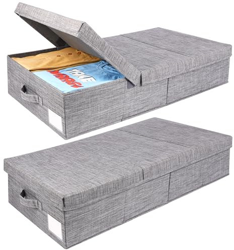 Belle Vous 2 Pezzi Scatole Sotto Letto Contenitore con Maniglie - Contenitori per Armadio, Sotto Letto o Guardaroba - Contenitori Sottoletto per Vestiti, Scarpe, Piumoni, Piumini e Coperte