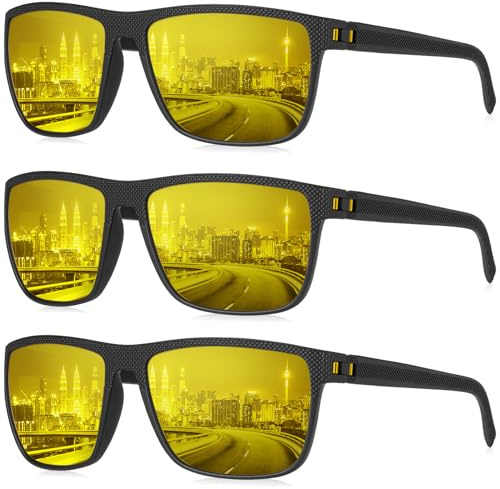 KALIYADI Night Vision Glasses for Men, Lightweight Night Driving Glasses for Driving (Night Vision/NightVision/NightVision)