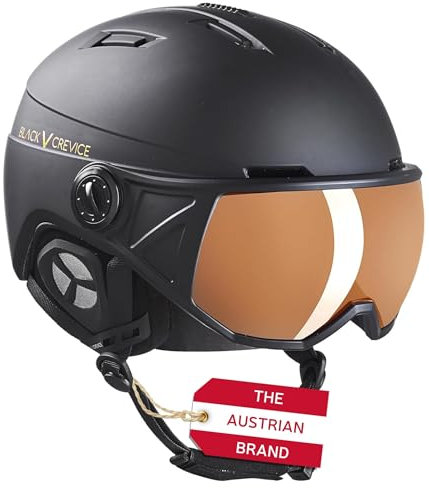 Black Crevice Skihelm St. Moritz mit Vollvisier, schwarz/orange, M (54-57 cm)