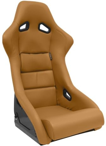 AutoStyle Sportsits 'BS1' – beige syntetiskt läder – icke-lutande ryggstöd i glasfiber – inkl. diabilder