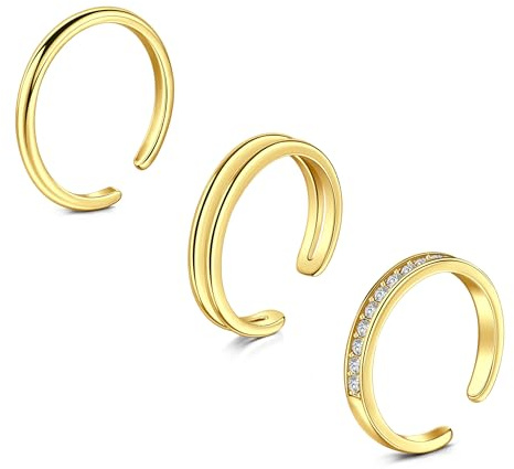 AceFun Toe Ring Set for Women Beach Bracelets Open Adjustable Toe Rings Beach Foot Jewelry Set Silver Gold