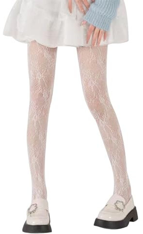 Strumpfhosen Damen Muster,Strumpfhose Weiß,Spitze Floral Hollow,Lolita Tights WeißE AusgehöHlte,Ballettstrumpfhose Frauen,FüR Mit Netz Netzstrumpfhose,Rock Spitzen Weisse White,Feinstrumpfhose