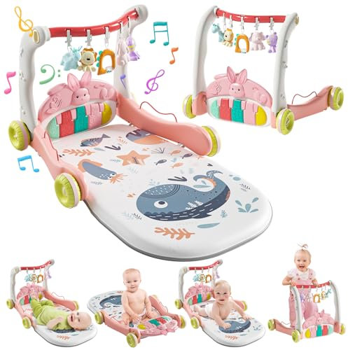 CUTE STONE Spielbogen Baby, Baby Spieldecke, Baby-Fitnessstudio-Spielmatte mit Spielklavier, Baby-Lern-Gehhilfe für Mädchen, Bauchlage-Matte für Kleinkinder, Aktivitätscenter für Neugeborene