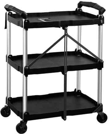 BLV klappbar Servierwagen mit Rollen,75kg Tragkraft küchenwagen auf Rollen，Rollwagen für den Haushalt