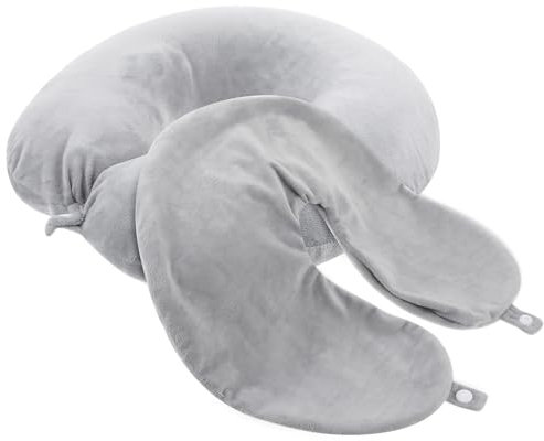 Prasacco 2 Stück U-Form Nackenrollenbezug, 30x30cm Bezug für Nackenrolle Grauer Nackenkissenbezug mit Reißverschluss Waschbarer Weicher Kristallsamt Nackenkissenbezug für Flugzeug, Auto, Mittagspausen