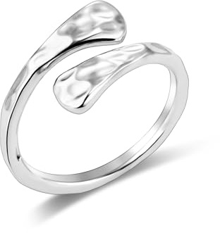 ALEXCRAFT Anillo Mujer Plata 925, Anillos Abierto Ajustable, Anillo Apilable, Anillos de Gota de Agua, Hipoalergénico, Acero, Anillo Amistad, para Mujeres, Niñas y Hombres