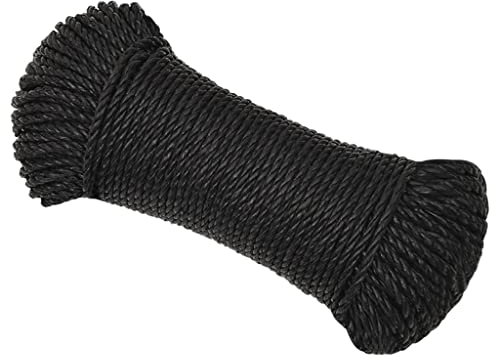 Homgoday Black Work Rope 3 mm 50 m Polypropylene Furniture Nautical Rope Work Rope, Multi-Purpose Rope for Outdoor Activities, Nautical Rope, Multi-Purpose Rope