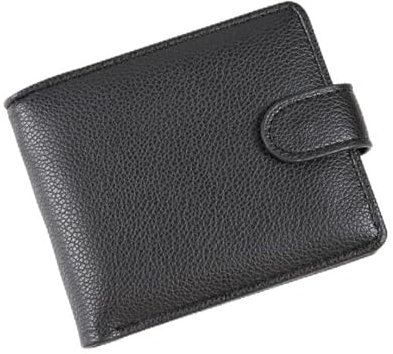 LUFFLOK Billetera de Cuero Negro, Cartera para Hombres y Mujeres, Billetera Multifuncional Suave con 2 Compartimentos para Billetes con Hebilla, Ranuras para Cartera Tarjetas (Negro)