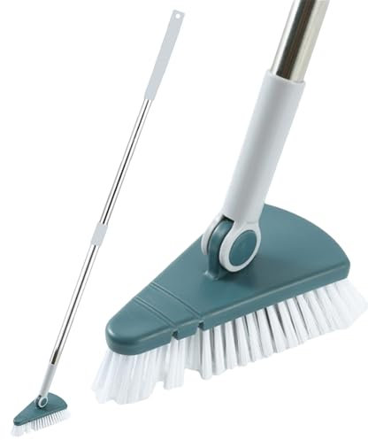 Brosse de douche à long manche - Nettoyeur de sol à poils durs - Rangement facile et exfoliation des carreaux de séchage - Poignée ergonomique - Outil de nettoyage pour mur, toilettes, sol, durable
