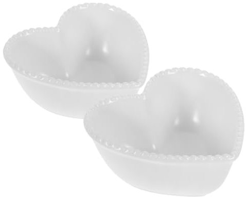 CHICAMPERA 2pezzi Ciotola Irregolare in Ceramica Forma Di Cuore Adatta Al Forno Per Torte Budini Insalate Zuppe Snack Dessert Uso in Cucina