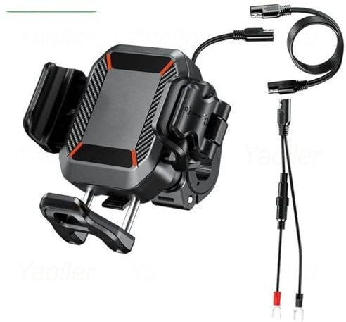 Mobiltelefonhållare Motorcykel Motorcykeltelefonhållare Styrfäste 15W Trådlös Laddare Och 36W PD/USB C Snabbladdningsport 1s Lås, Kameravänlig GPS Navigationsfäste(Crossbar Charger)