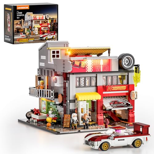 Lumibricks Street-MOD-Garage Building Set with Light –Street Fusion Retro Industrial Design Model, 1935 Pcs Construction Set, Gift for Adults, Teens and Car Enthusiasts, L9088