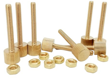 Foyoram M4 x 30 mm räfflade skruvar 8 stycken M4-muttrar 8 st. tumskruvar fingerskruvar mässing