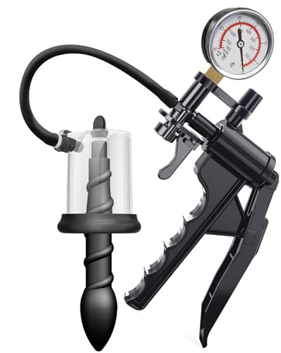 AMAZBEE Pompa a vuoto con dilatatore anale e manometro Plug anale in silicone con dilatatore rotante Massaggiatore prostatico manuale Giocattolo sessuale per adulti (C,1)