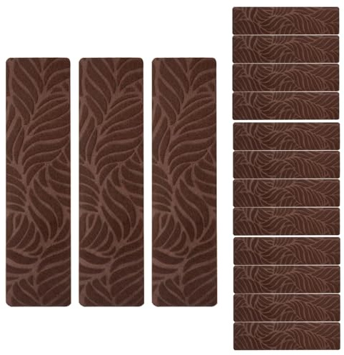 ZHUMCCY Rivestimenti per Scale,15 Pezzi Gradini in Legno Tappeto Antiscivolo | Tappeto per Scale da Interno Antiscivolo per Sicurezza - Casa Garage Terrazzo