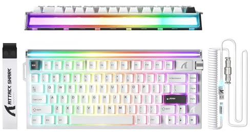 ATTACK SHARK R85 HE Trådat 75% Gaming-tangentbord med C01ULTRA LED-kabel, Magnetiska switchar, 5-lagers dämpningssystem, Multifunktions-programvara, RGB-ljusbox, Ratt, 8000 Hz