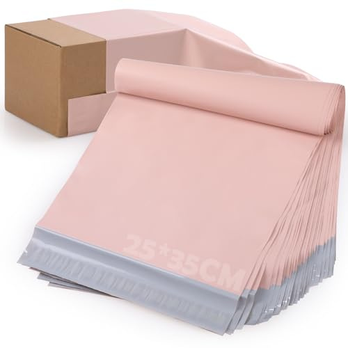 100pz Buste per Spedizioni, GeeRic GeeRic 25 X 35CM Buste per Corriere Autoadesive Opaco Polietilene Spessore Impermeabili Resistenti Strappo Busta Posta a Imballaggio Vestiti Libri Corallo