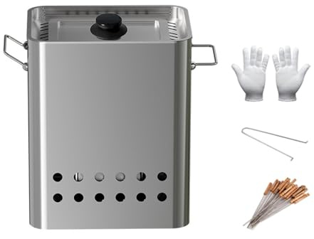 RoaQinFo Parrilla Colgante para Barbacoa, Cubo para Barbacoa, Equipo de Cocina, Parrilla de Carbón Vertical para Camping, Picnics Y Remolques, con brochetas