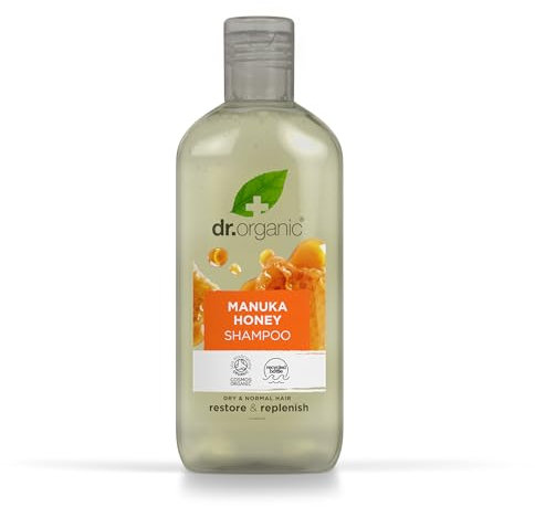 Dr Organic Manuka Honig Shampoo, Trockenes Haar, Natürlich, Vegetarisch, Tierversuchsfrei, Paraben- & SLS-frei, Recycelbar & Aus im Meer gebundenem Plastik recycelt, Zertifiziert Bio, 265ml