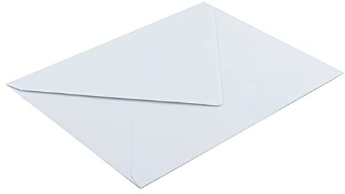 DIN B6 Briefumschläge, 125 x 176 mm, 90 g/m², 100 Stück, Weiß, Blanke Briefhüllen, Nassklebung, Spitze Klappe, Ohne Fenster