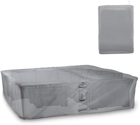 VonHaus Waterproof Garden Furniture Set Cover – Premium Heavy Duty, Breathable 420D Oxford Fabric Protection for Patio & Outdoor Furniture, Chairs, Tables & Sofas (Grey - L250cm x D200cm x H85cm)