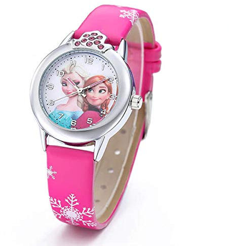 Maxpro France Armbanduhr für Mädchen Die Eiskönigin ELSA und Anna Frozen – Rosa Fuchsia mit Zifferblatt ELSA und Anna Die Eiskönigin für Mädchen, Rosa, Armband, Rosa, Riemen