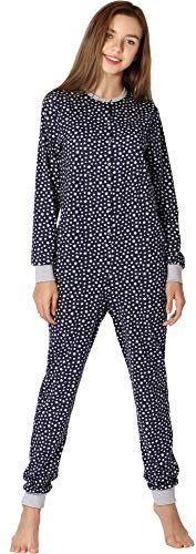 Merry Style Mädchen Jugend Schlafanzug Strampelanzug Schlafoverall MS10-335 (Marineblau/Sterne, 170)