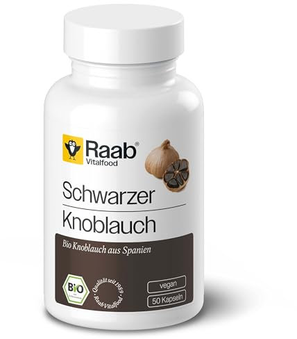 Raab Vitalfood® Bio Schwarzer Knoblauch Kapseln (50 Stück) - mit S-Allylcystein (SAC) aus Schwarzem Knoblauch Pulver aus Spanien, Bio, ohne Zusatzstoffe, Geschmacks- und Geruchsneutral