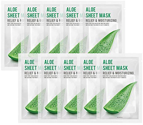 [PAKET VON 10] EUNYUL Purity ALOE Gesichtstuchmasken (22 ml x 10 Stück) Koreanische Hautpflege