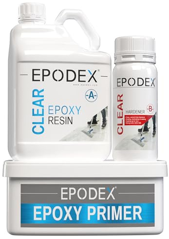 EPODEX Epoxidharz Set für Böden | Epoxy Resin für Designböden, Garagen und mehr | Epoxidharz Bodenbeschichtung in verschiedenen Farben und Mustern | Gießharz-Set für Beton, Estrich, Holz und mehr