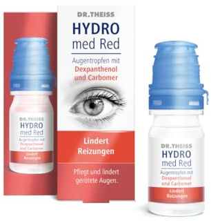 Dr. Theiss Hydro med Red Augentropfen I zur verbesserten Befeuchtung, Linderung und Pflege geröteter Augen I bei trockenen Augen I mit Dexpanthenol & Carbomer I mit Kontaktlinsen verträglich