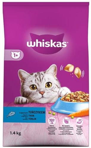 Whiskas Adult 1+ Katzentrockenfutter mit Thunfisch, 2 Beutel, 2x1,4kg – Hochwertiges Trockenfutter für ausgewachsene Katzen ab 1 Jahr- unterschiedliche Produktverpackungen erhältlich
