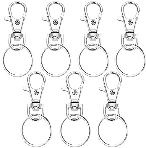 7 Piezas Giratoria Clave Cierres, Mosquetones Llaveros, Metal Mosqueton Llavero, Desmontable Clave para Llavero, para Fabricación, DIY, Key Rings, Hooks