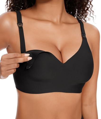 HBselect Nursing Bras for Breastfeeding Seamless Jelly Bra Women Maternity Bras Wireless Pregnancy Comfort Bralettes Black