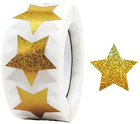 500 Hojas de Pegatinas de Estrellas Brillantes y Doradas, Adecuadas para Tarjetas de Felicitación de Bricolaje, Manuales, Artesanías y Diarias