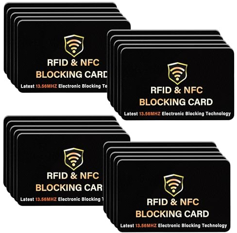 SAITECH IT RFID Blocking Card, 20 Pack Premium Contactless NFC Debit Credit Cards Passport Shield Protector Blocker Set for Men & Women, Smart Slim Design Perfect for Wallet/Purse - Black