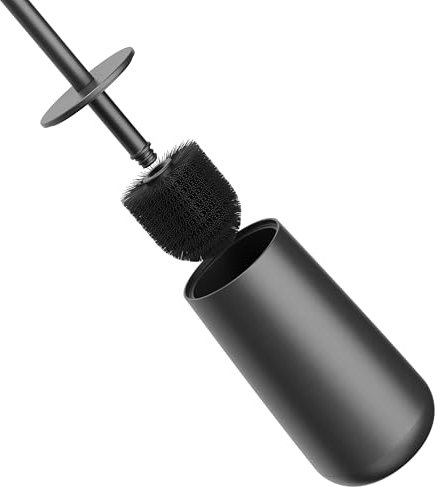 Bamodi Toilet Brushes & Holders Set - Dense PP Brush Head - Efficient Stain and Odour Removal - Modern Design and Space-Saving - Keeps Toilet Bowl Spotless - 38x11cm - Toilet Cleaner Brush - Black